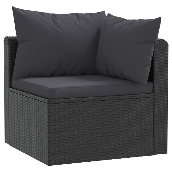 vidaXL Set de muebles de jard&iacute;n y cojines 7 pzas rat&aacute;n sint&eacute;tico negro