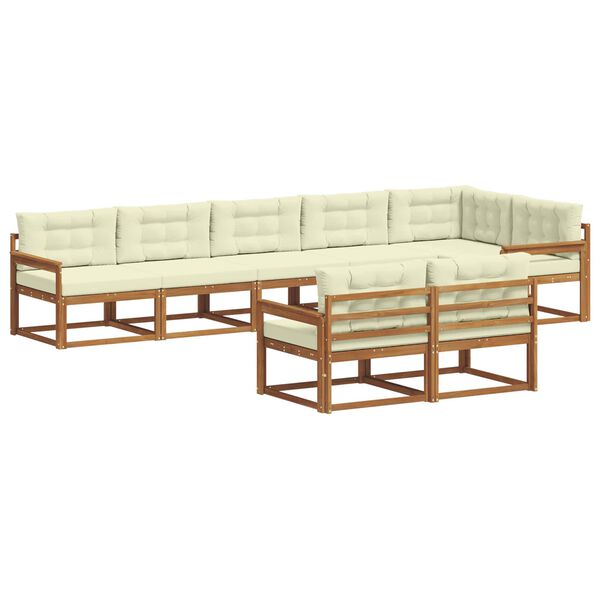 vidaXL Conjunto de sof&aacute;s de exterior con coj&iacute;n 8 pcs Natural y Crema