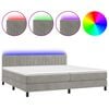 vidaXL Cama box spring colch&oacute;n y LED terciopelo gris claro 200x200 cm