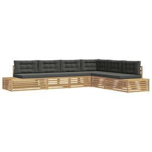 vidaXL 6 Pieza Conjunto de sof&aacute;s de exterior Poli&eacute;ster Blanco