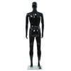 vidaXL Maniquí de hombre completo base vidrio negro brillante 185 cm