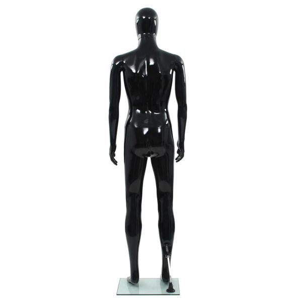 vidaXL Maniquí de hombre completo base vidrio negro brillante 185 cm