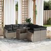 vidaXL Set muebles jard&iacute;n 9 pzas y cojines rat&aacute;n sint&eacute;tico gris claro