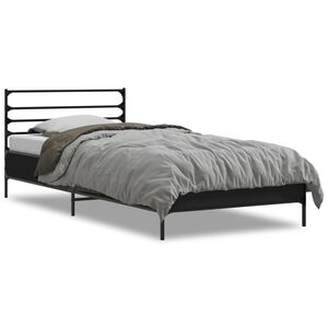 vidaXL Estructura de cama madera de ingenier&iacute;a y metal negra 75x190 cm