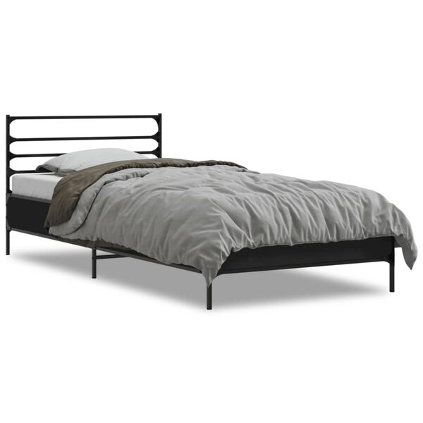 vidaXL Estructura de cama madera de ingenier&iacute;a y metal negra 75x190 cm