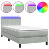 vidaXL Cama box spring con colch&oacute;n y LED terciopelo gris claro 100x220 cm