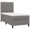 vidaXL Cama box spring colch&oacute;n y luces LED tela gris oscuro 90x200 cm