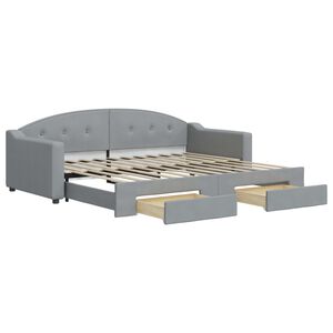 vidaXL Sof&aacute; cama nido con cajones tela gris claro 90x200 cm
