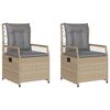 vidaXL Sillones reclinables de jard&iacute;n 2 uds rat&aacute;n sint&eacute;tico beige