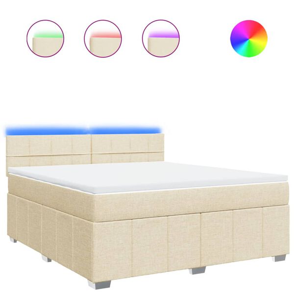 vidaXL Cama box spring con colch&oacute;n tela color crema 180x200 cm