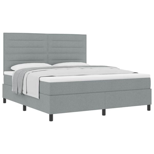vidaXL Cama tipo Box Spring con colch&oacute;n Gris Claro 180 x 200 cm tela