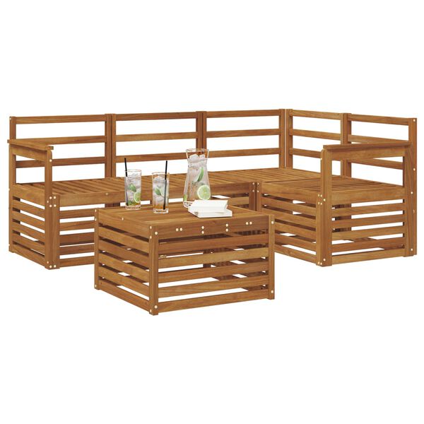 vidaXL Conjunto de sof&aacute;s de exterior 5 pcs Natural