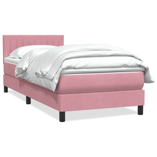vidaXL Cama box spring con colch&oacute;n terciopelo rosa 100x220 cm