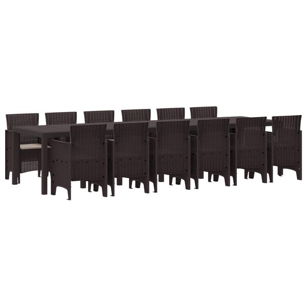 vidaXL Conjunto de Comedor de Jard&iacute;n 13 pcs Marr&oacute;n Ratan Polt