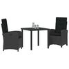 vidaXL Conjunto de Comedor de Jard&iacute;n 3 pcs Negro rat&aacute;n sint&eacute;tico