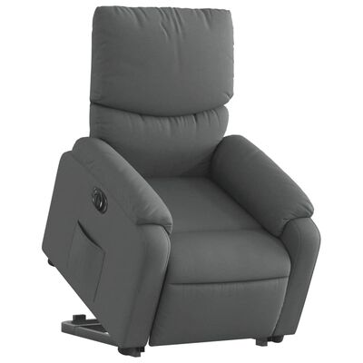vidaXL Sillón eléctrico reclinable elevable de tela gris oscuro