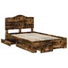 vidaXL Estructura de cama con cabecera Roble ahumado 135 x 190 cm