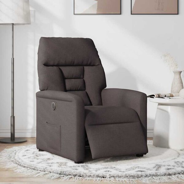vidaXL Sillón reclinable eléctrico tela marrón oscuro