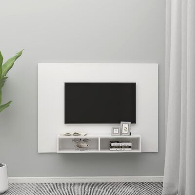 vidaXL Mueble de TV de pared madera contrachapada blanco 135x23,5x90cm