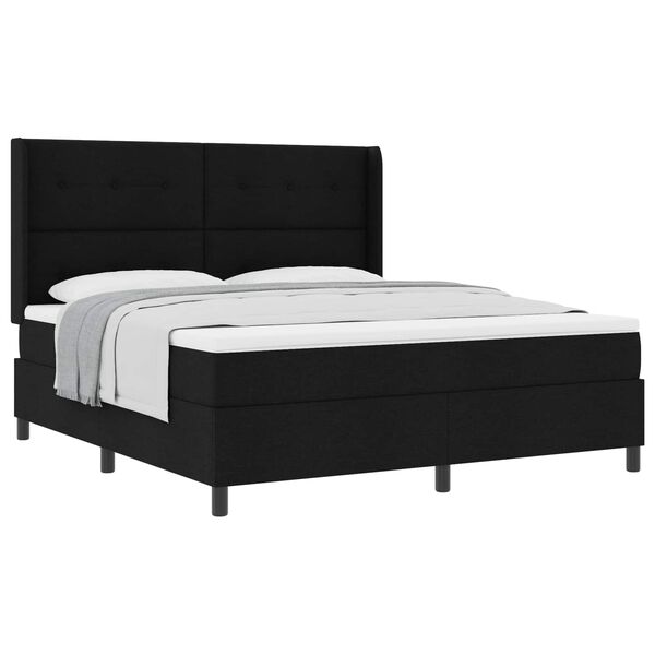 vidaXL Cama tipo Box Spring con colch&oacute;n Negro 200 x 180 cm tela