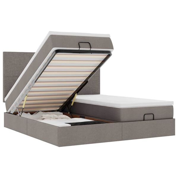 vidaXL Estructura de cama otomana colchones tela gris pardo 160x200cm