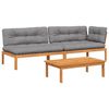 vidaXL Set de sof&aacute;s de palets de jard&iacute;n y cojines 3 pzas madera acacia