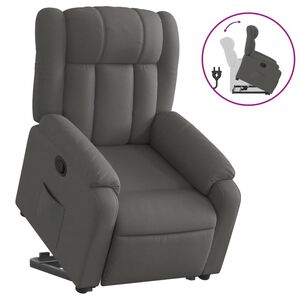 vidaXL Sill&oacute;n reclinable elevable de tela gris oscuro