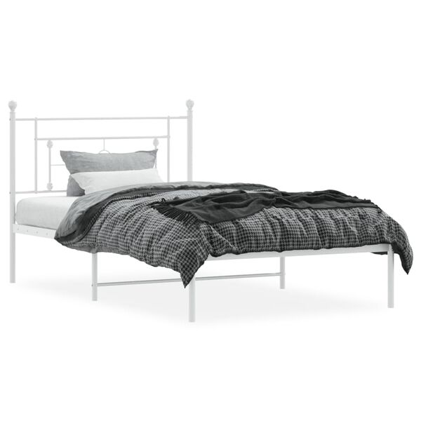 vidaXL Estructura cama sin colch&oacute;n con cabecero metal blanco 107x203cm