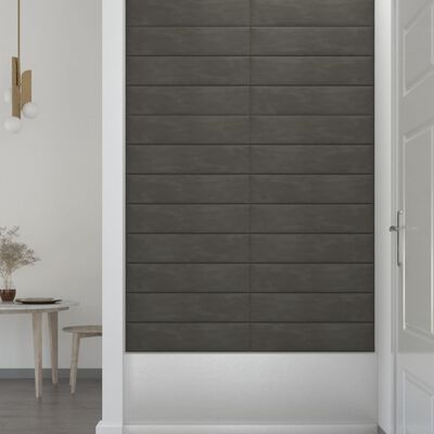 vidaXL Paneles de pared 12 uds terciopelo gris oscuro 60x15 cm 1,08 m²