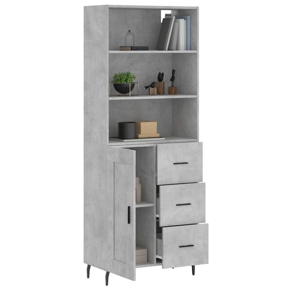 vidaXL Aparador alto madera contrachapada gris hormig&oacute;n 69,5x34x180 cm