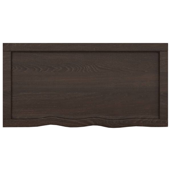 vidaXL Encimera ba&ntilde;o madera maciza tratada marr&oacute;n oscuro 80x40x(2-6)cm
