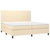 vidaXL Cama box spring colch&oacute;n y luces LED tela crema 200x200 cm