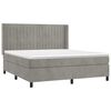 vidaXL Cama box spring colch&oacute;n y LED terciopelo gris claro 180x200 cm