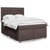 vidaXL Cama box spring con colch&oacute;n tela marr&oacute;n oscuro 140x190 cm