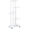 vidaXL Soporte para flores 5 alturas ruedas hierro blanco 44x23x100cm