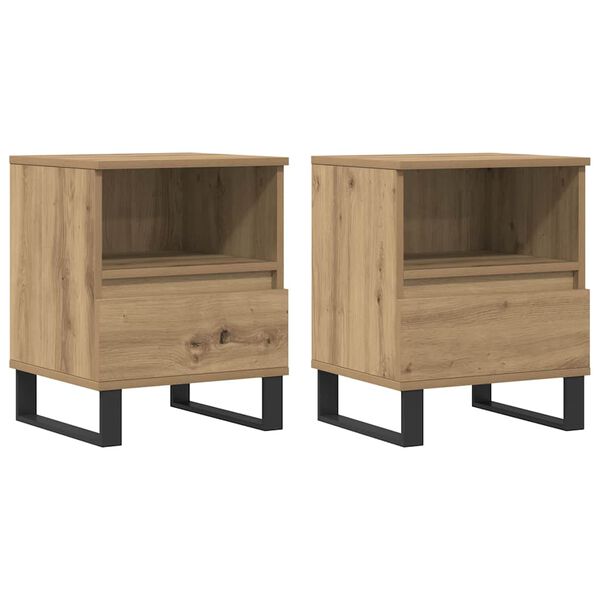 vidaXL Mesitas de noche 2 uds madera roble artisian 40x35x50 cm