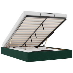 vidaXL Estructura de cama otomana sin colch&oacute;n terciopelo verde oscuro