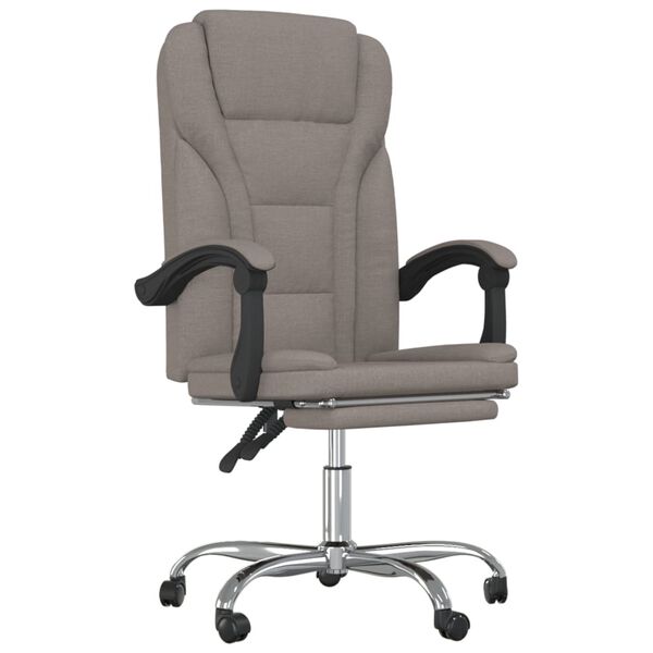 vidaXL Silla de oficina reclinable de tela gris taup&eacute;