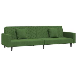 vidaXL Sof&aacute; cama de 2 plazas con dos almohadas terciopelo verde oscuro