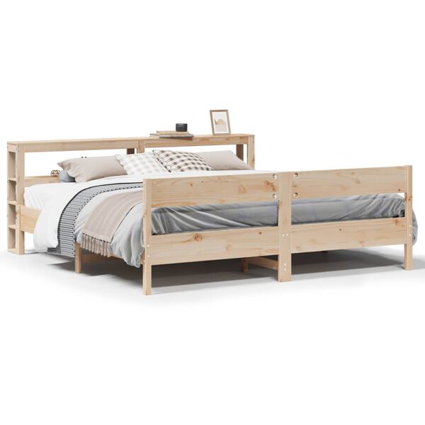 vidaXL Estructura de cama sin colch&oacute;n madera maciza de pino 200x200 cm