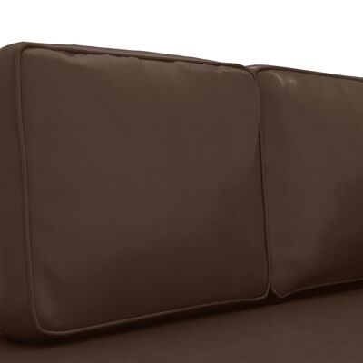 vidaXL Sofá diván con cojines y cojín de cabeza cuero sintético marrón