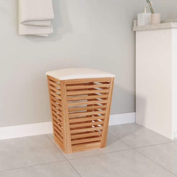 vidaXL Taburete de ba&ntilde;o madera maciza de nogal 40,5x40,5x56 cm
