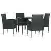vidaXL Juego de comedor de jard&iacute;n 5 pzas rat&aacute;n sint&eacute;tico y acero negro