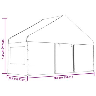 vidaXL Cenador con techo polietileno blanco 5,88x2,23x3,75 m