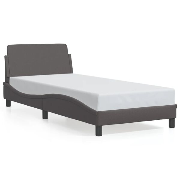 vidaXL Estructura de cama Dover cuero sint&eacute;tico gris 90x200 cm