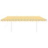 vidaXL Toldo automático LED y sensor de viento amarillo blanco 5x3 m