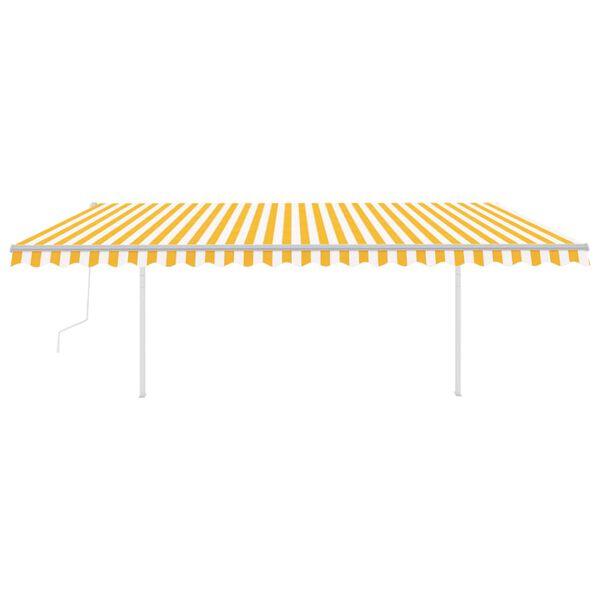 vidaXL Toldo automático LED y sensor de viento amarillo blanco 5x3 m