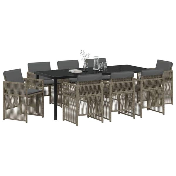 vidaXL Conjunto de Comedor de Jard&iacute;n 9 pcs Gris