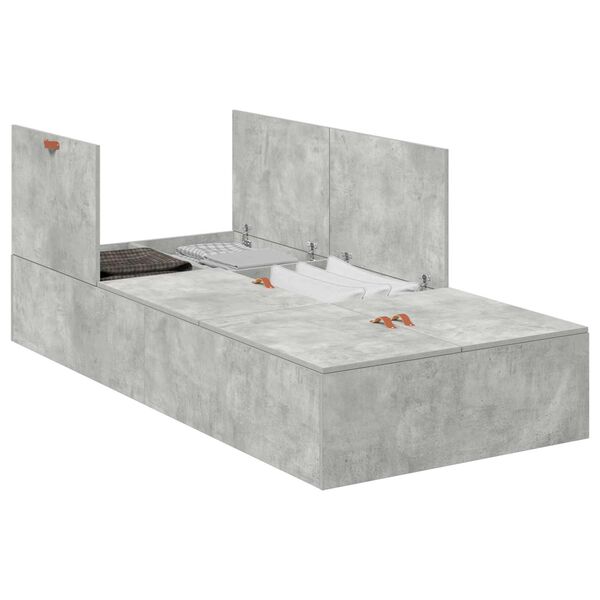 vidaXL Cama con almacenamiento Gris Concreto 80 x 200 cm