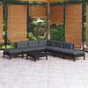 vidaXL Muebles de jard&iacute;n 8 pzas con cojines negro madera de pino